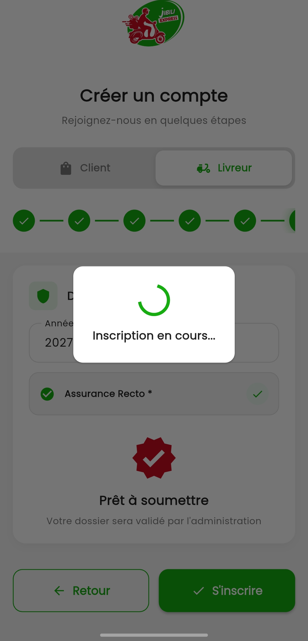 Validation Jibili Livreur